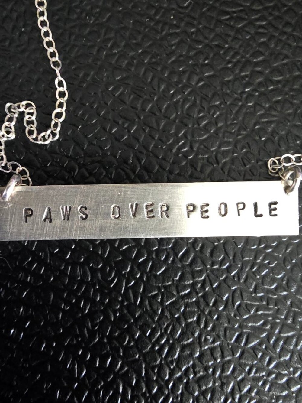 "Paws over People" Bar necklace